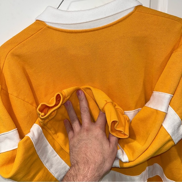 Vintage Chalk Line WYO Sweatshirt yellow/white mens Sz XL polo neck made in USA - Picture 5 of 8